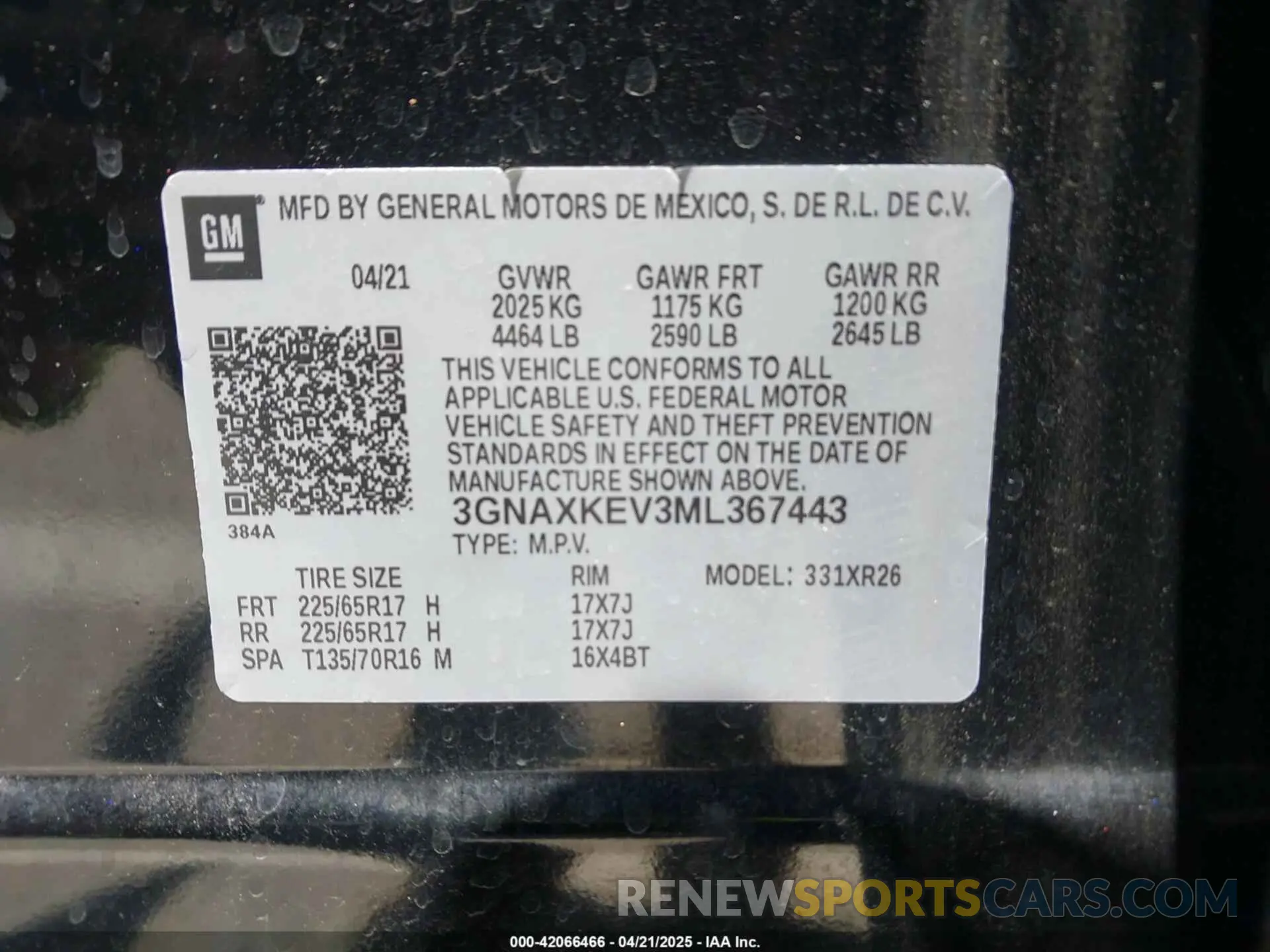 9 Фотография поврежденного автомобиля 3GNAXKEV3ML367443 CHEVROLET EQUINOX 2021