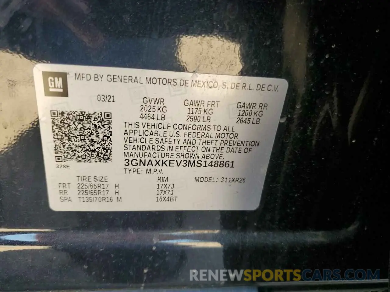 13 Фотография поврежденного автомобиля 3GNAXKEV3MS148861 CHEVROLET EQUINOX 2021