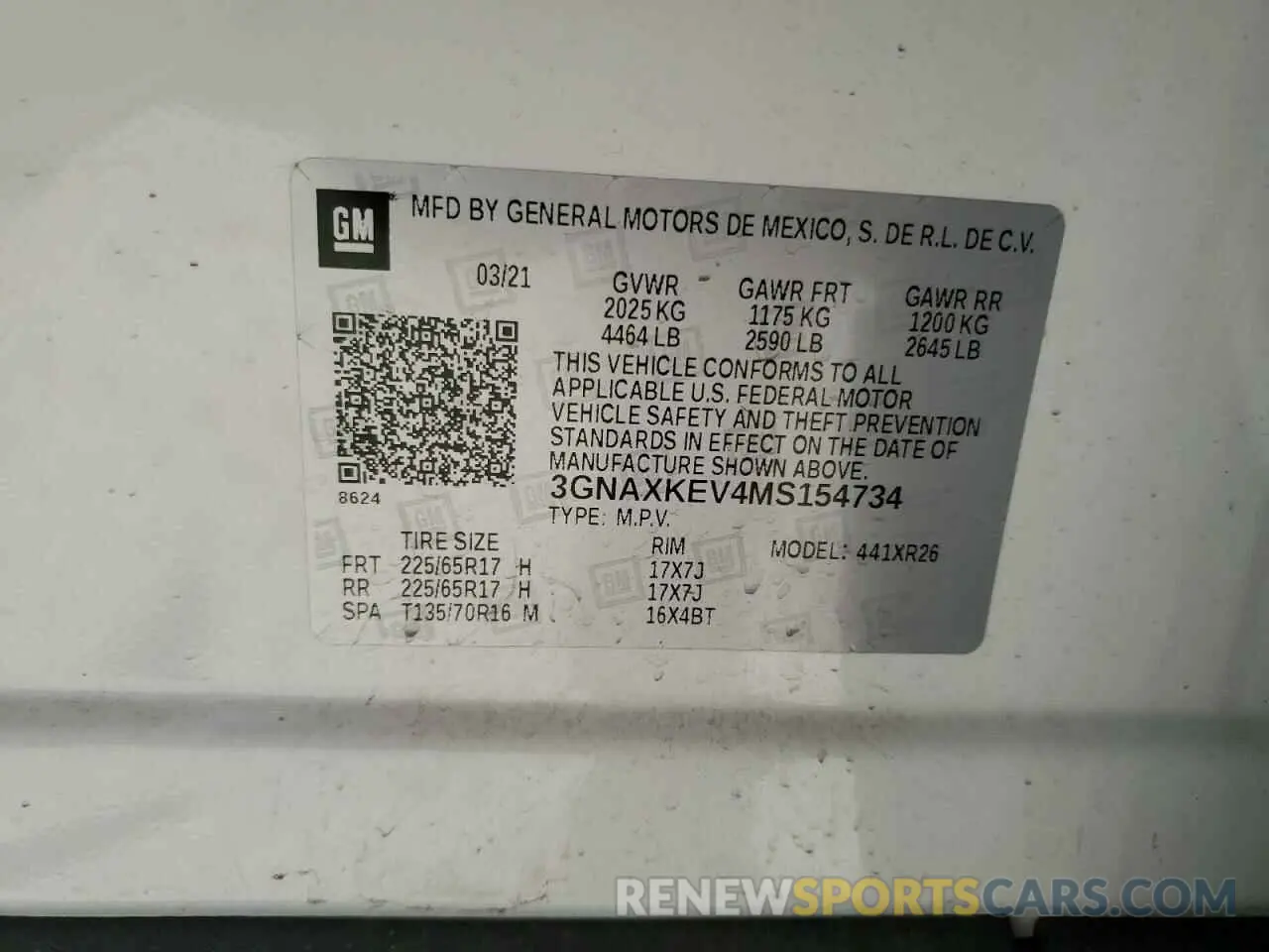 14 Photograph of a damaged car 3GNAXKEV4MS154734 CHEVROLET EQUINOX 2021