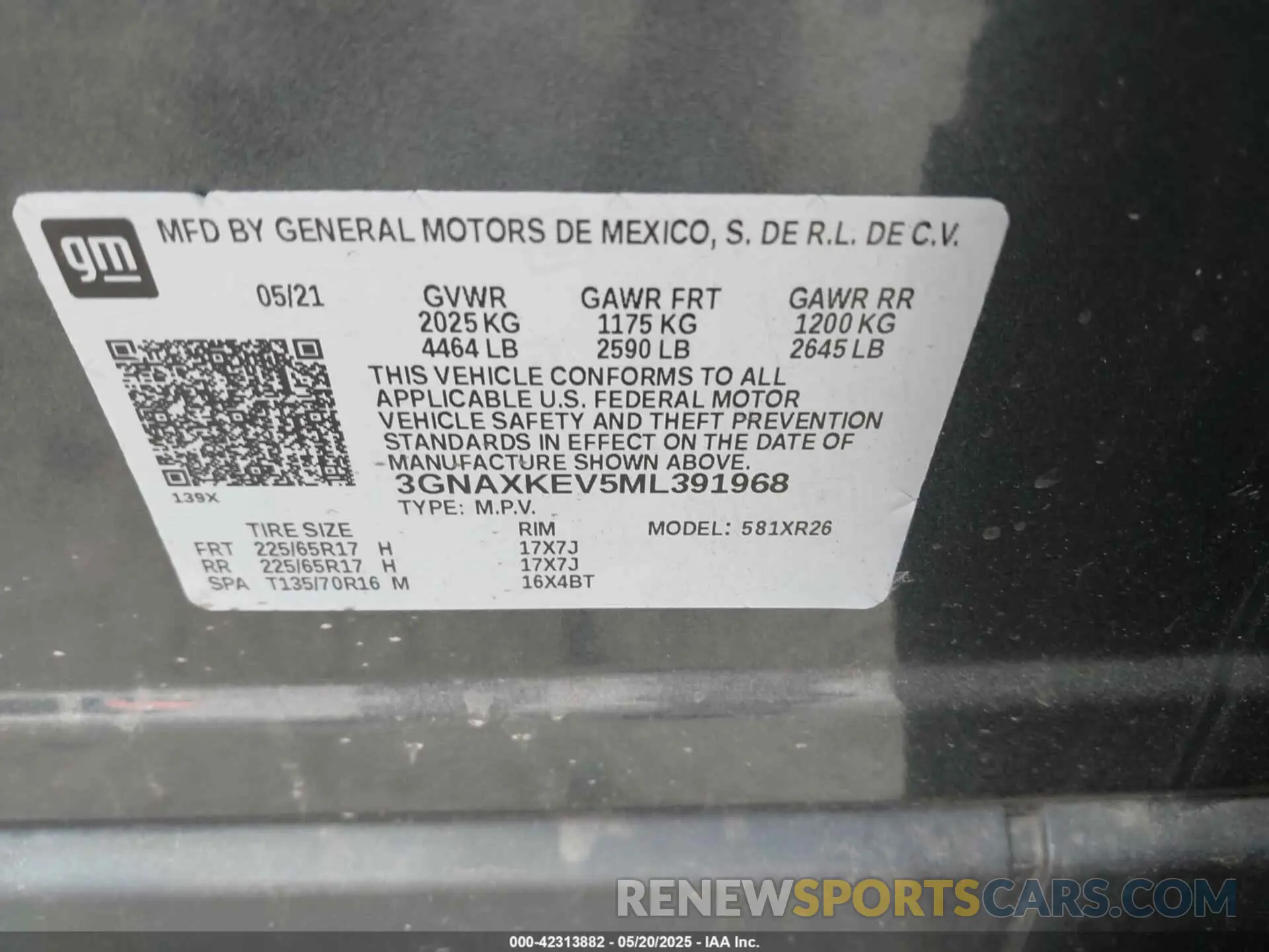 9 Photograph of a damaged car 3GNAXKEV5ML391968 CHEVROLET EQUINOX 2021