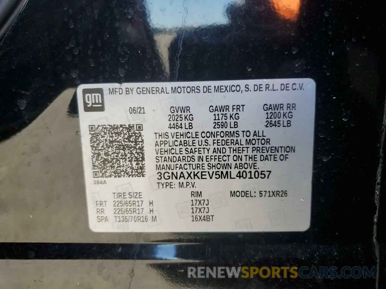 15 Photograph of a damaged car 3GNAXKEV5ML401057 CHEVROLET EQUINOX 2021