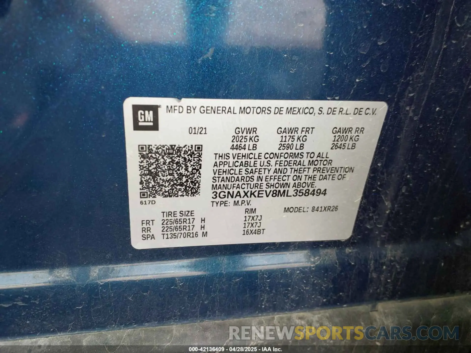 9 Photograph of a damaged car 3GNAXKEV8ML358494 CHEVROLET EQUINOX 2021