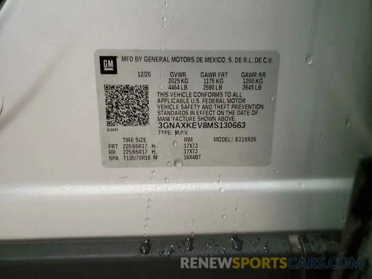 13 Фотография поврежденного автомобиля 3GNAXKEV8MS130663 CHEVROLET EQUINOX 2021