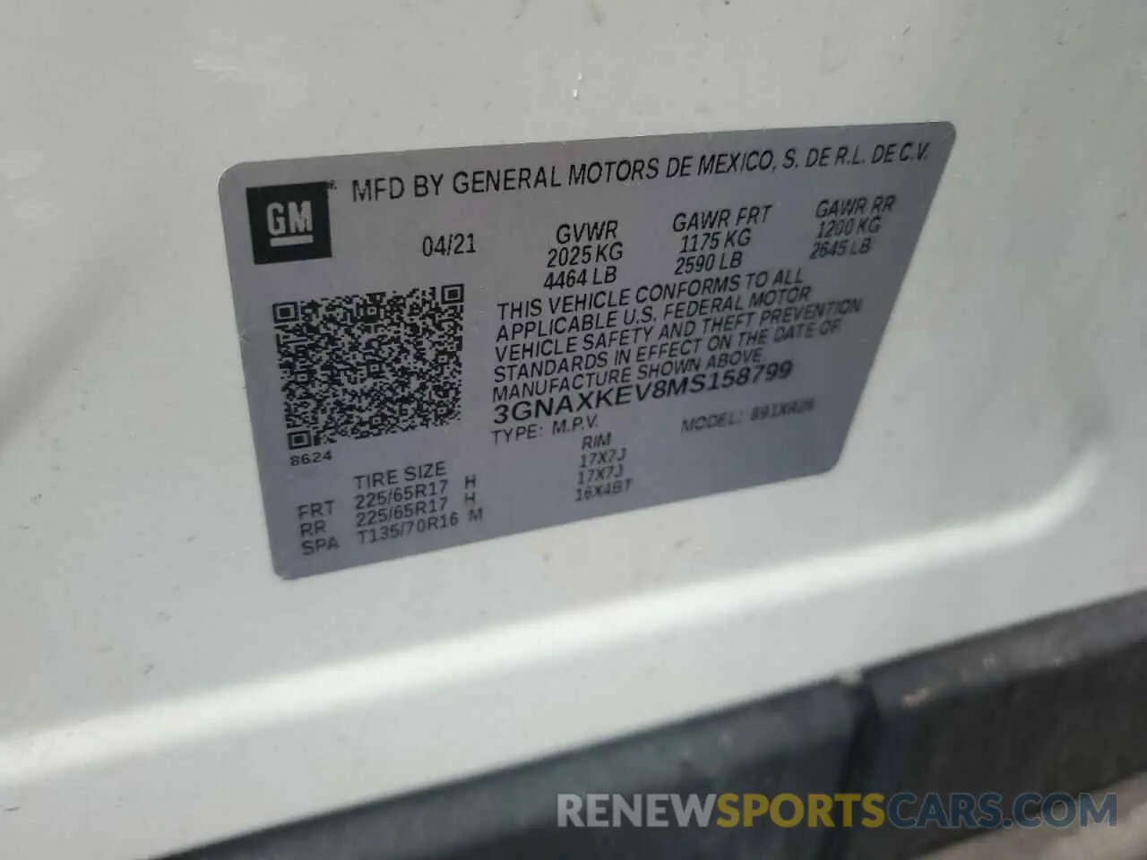 12 Photograph of a damaged car 3GNAXKEV8MS158799 CHEVROLET EQUINOX 2021