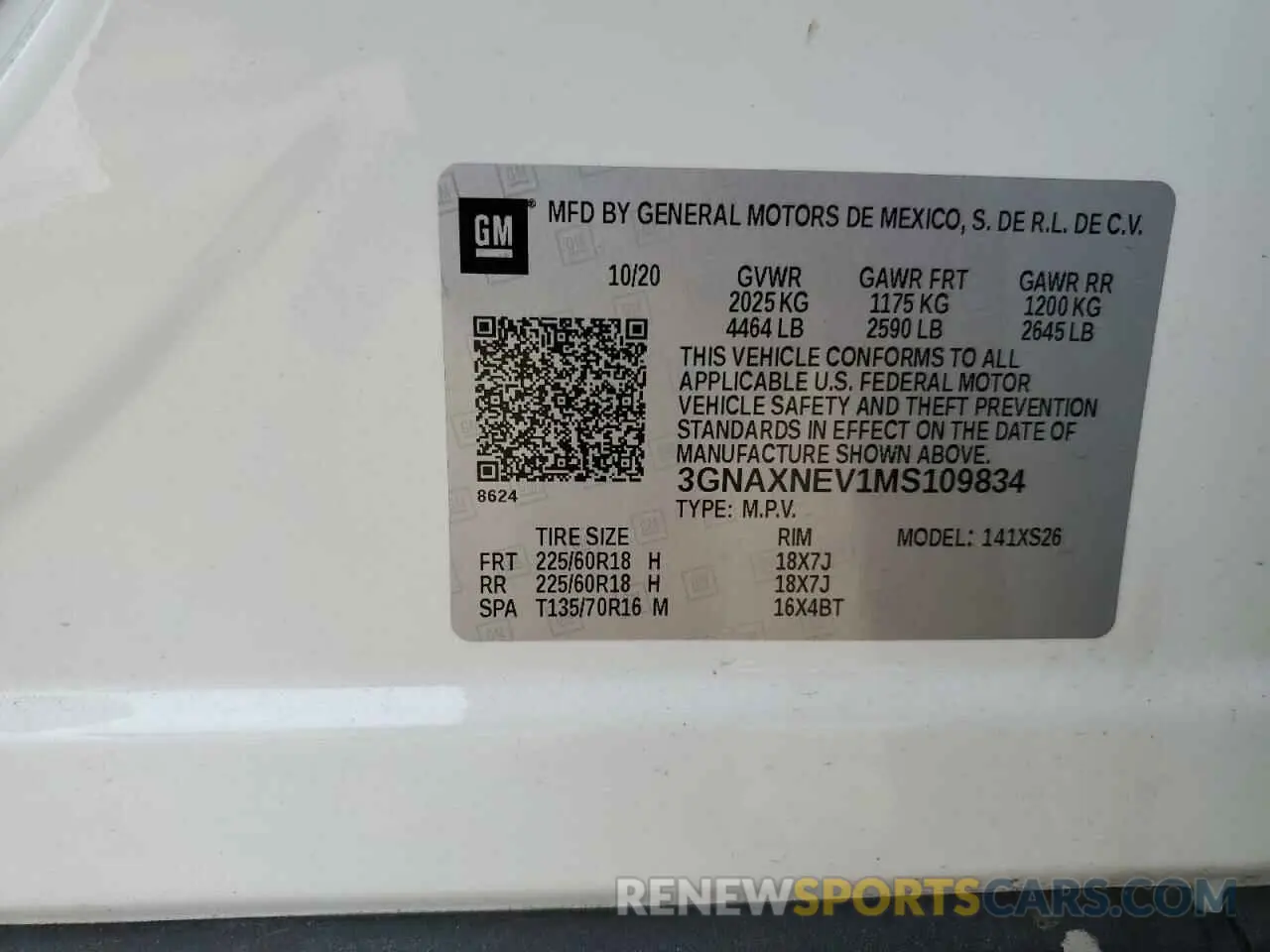 13 Photograph of a damaged car 3GNAXNEV1MS109834 CHEVROLET EQUINOX 2021