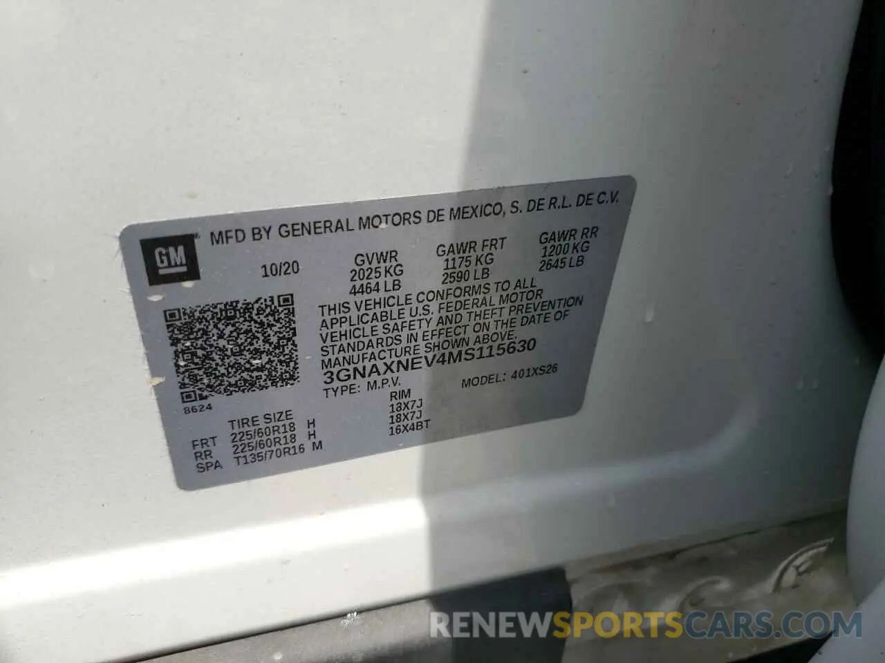 14 Photograph of a damaged car 3GNAXNEV4MS115630 CHEVROLET EQUINOX 2021