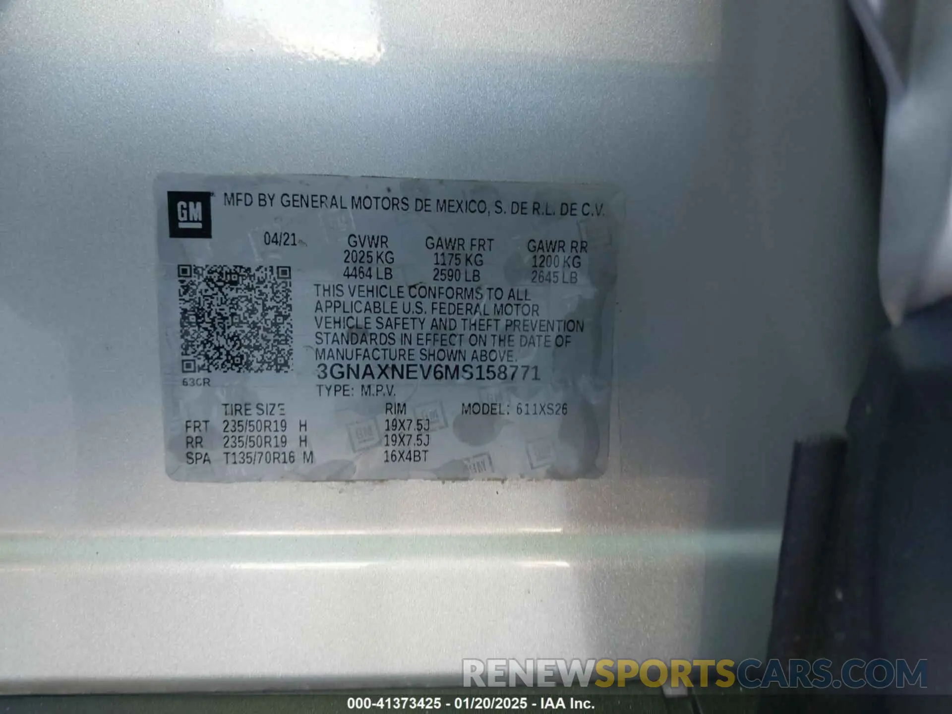 9 Фотография поврежденного автомобиля 3GNAXNEV6MS158771 CHEVROLET EQUINOX 2021