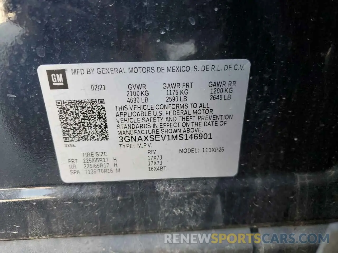 13 Photograph of a damaged car 3GNAXSEV1MS146901 CHEVROLET EQUINOX 2021