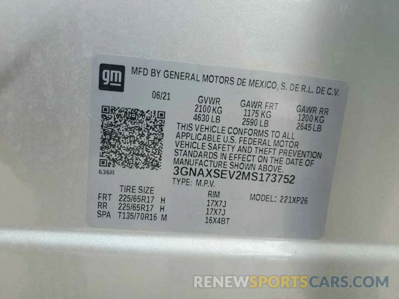 13 Photograph of a damaged car 3GNAXSEV2MS173752 CHEVROLET EQUINOX 2021