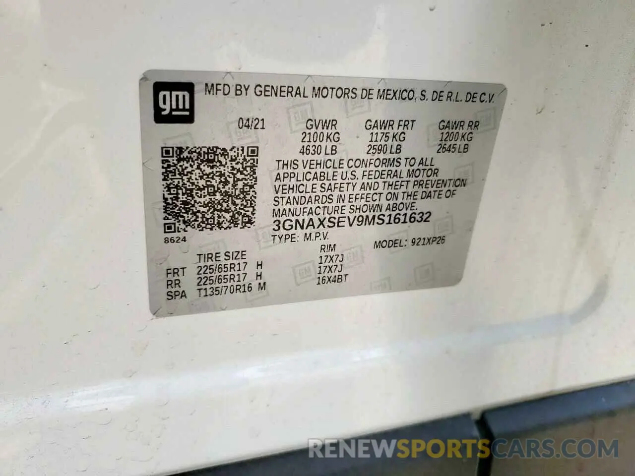 13 Photograph of a damaged car 3GNAXSEV9MS161632 CHEVROLET EQUINOX 2021