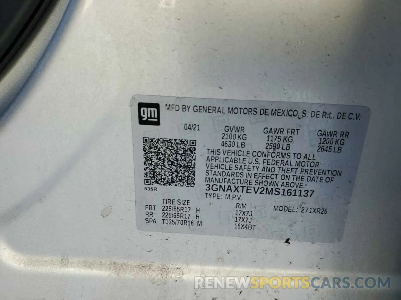 12 Photograph of a damaged car 3GNAXTEV2MS161137 CHEVROLET EQUINOX 2021