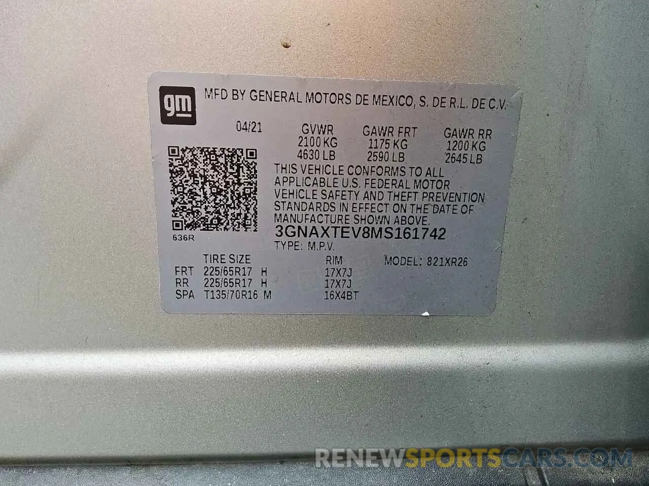 13 Photograph of a damaged car 3GNAXTEV8MS161742 CHEVROLET EQUINOX 2021