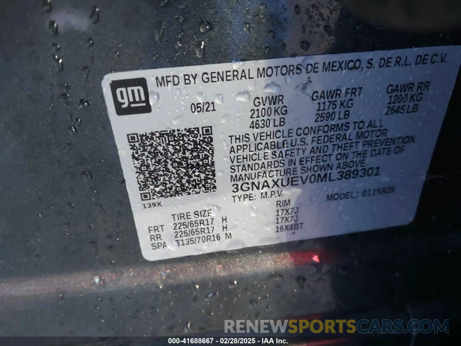 9 Фотография поврежденного автомобиля 3GNAXUEV0ML389301 CHEVROLET EQUINOX 2021