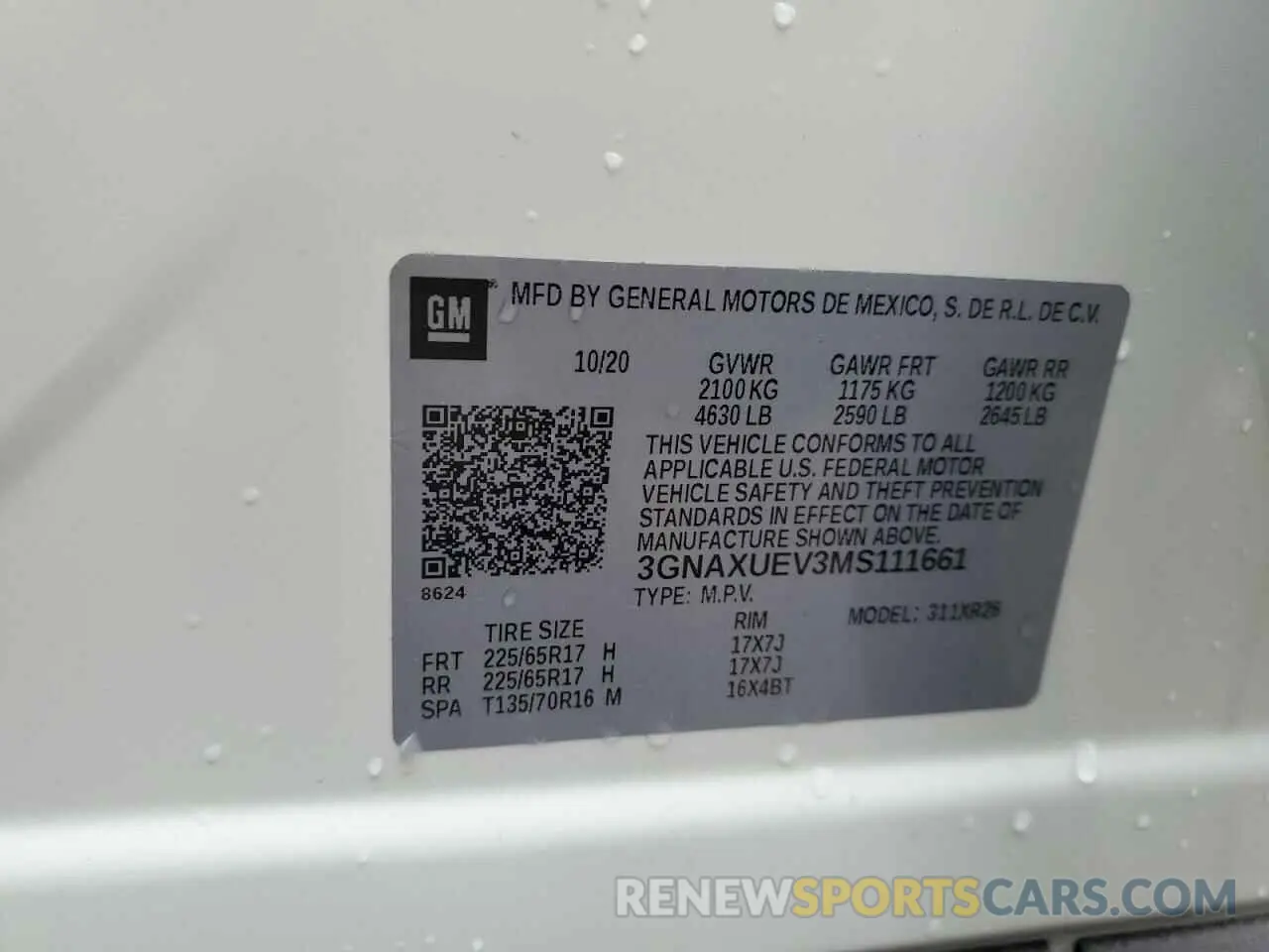 13 Photograph of a damaged car 3GNAXUEV3MS111661 CHEVROLET EQUINOX 2021