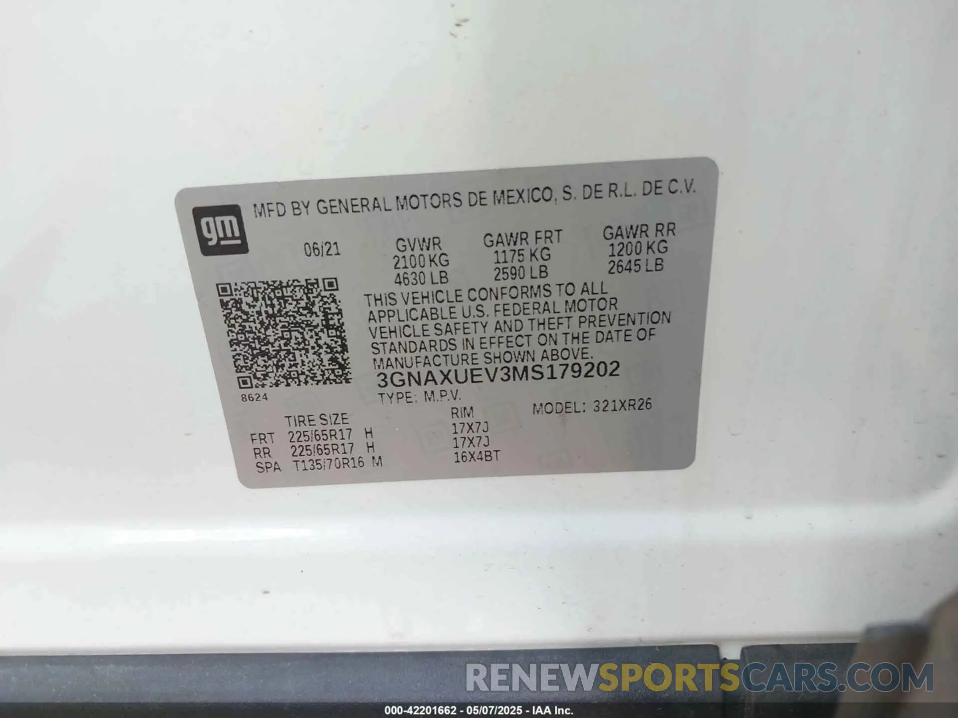 9 Photograph of a damaged car 3GNAXUEV3MS179202 CHEVROLET EQUINOX 2021