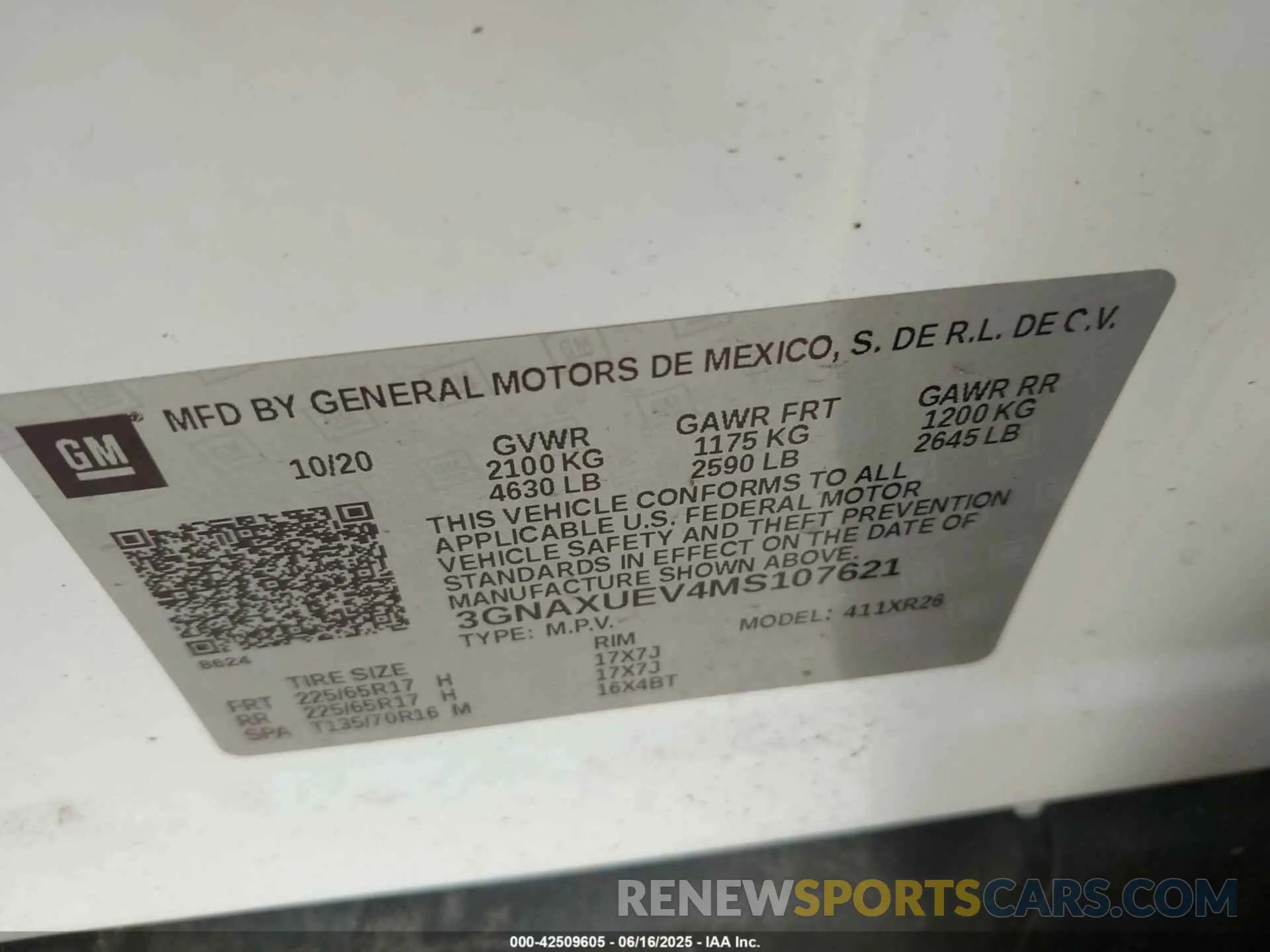 9 Photograph of a damaged car 3GNAXUEV4MS107621 CHEVROLET EQUINOX 2021