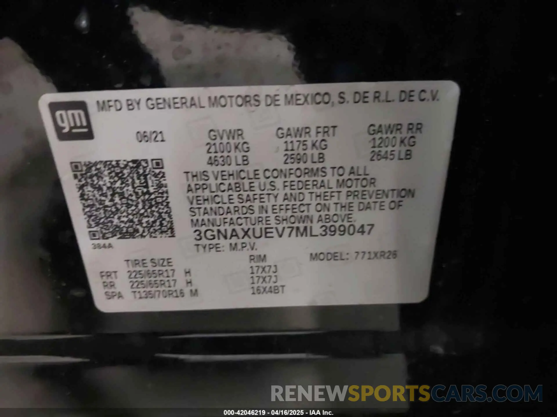 9 Photograph of a damaged car 3GNAXUEV7ML399047 CHEVROLET EQUINOX 2021
