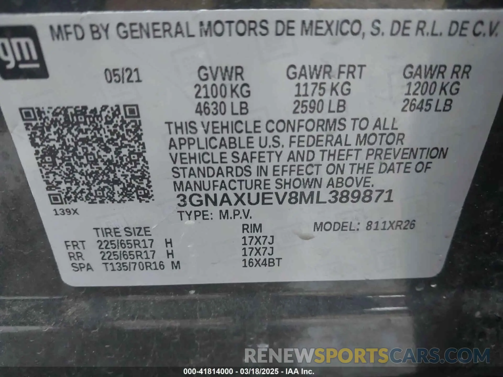 9 Photograph of a damaged car 3GNAXUEV8ML389871 CHEVROLET EQUINOX 2021