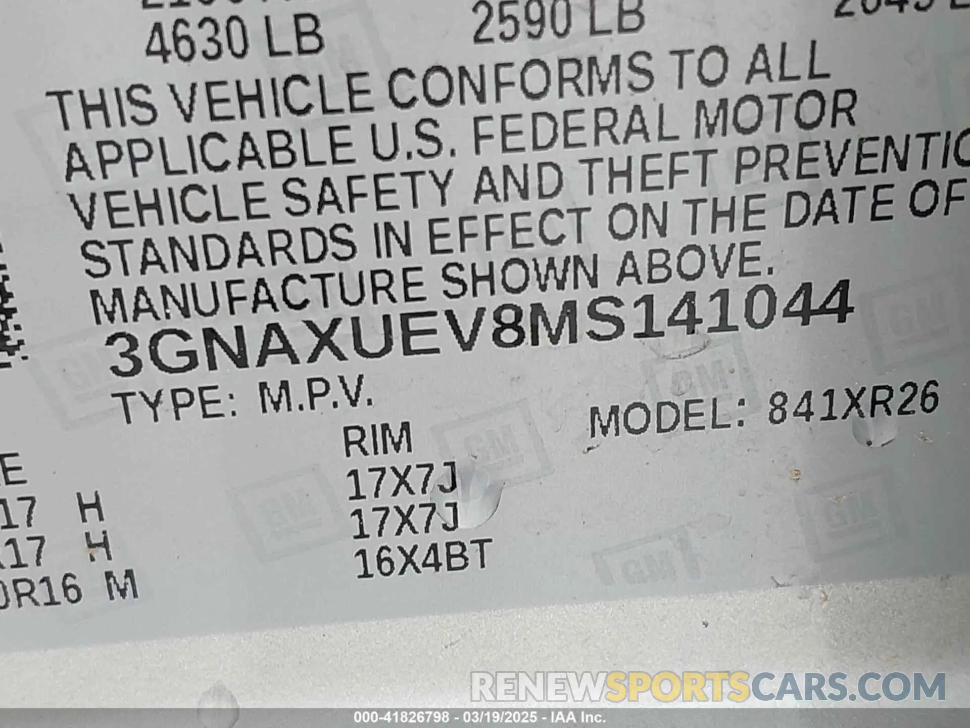 9 Photograph of a damaged car 3GNAXUEV8MS141044 CHEVROLET EQUINOX 2021