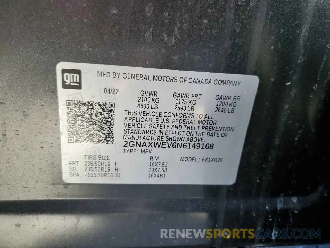 13 Photograph of a damaged car 2GNAXWEV6N6149168 CHEVROLET EQUINOX 2022