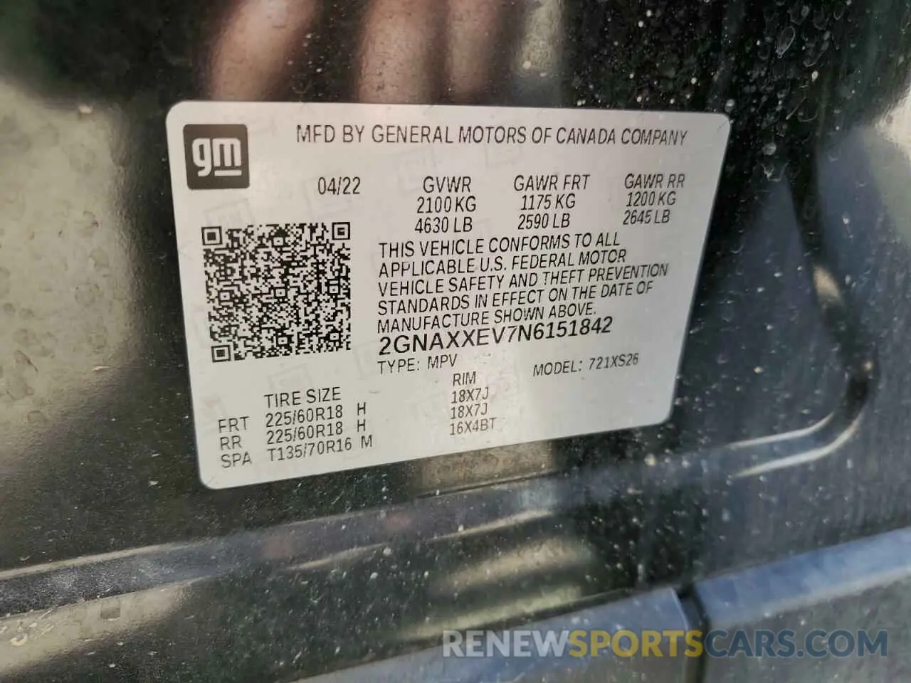 13 Photograph of a damaged car 2GNAXXEV7N6151842 CHEVROLET EQUINOX 2022
