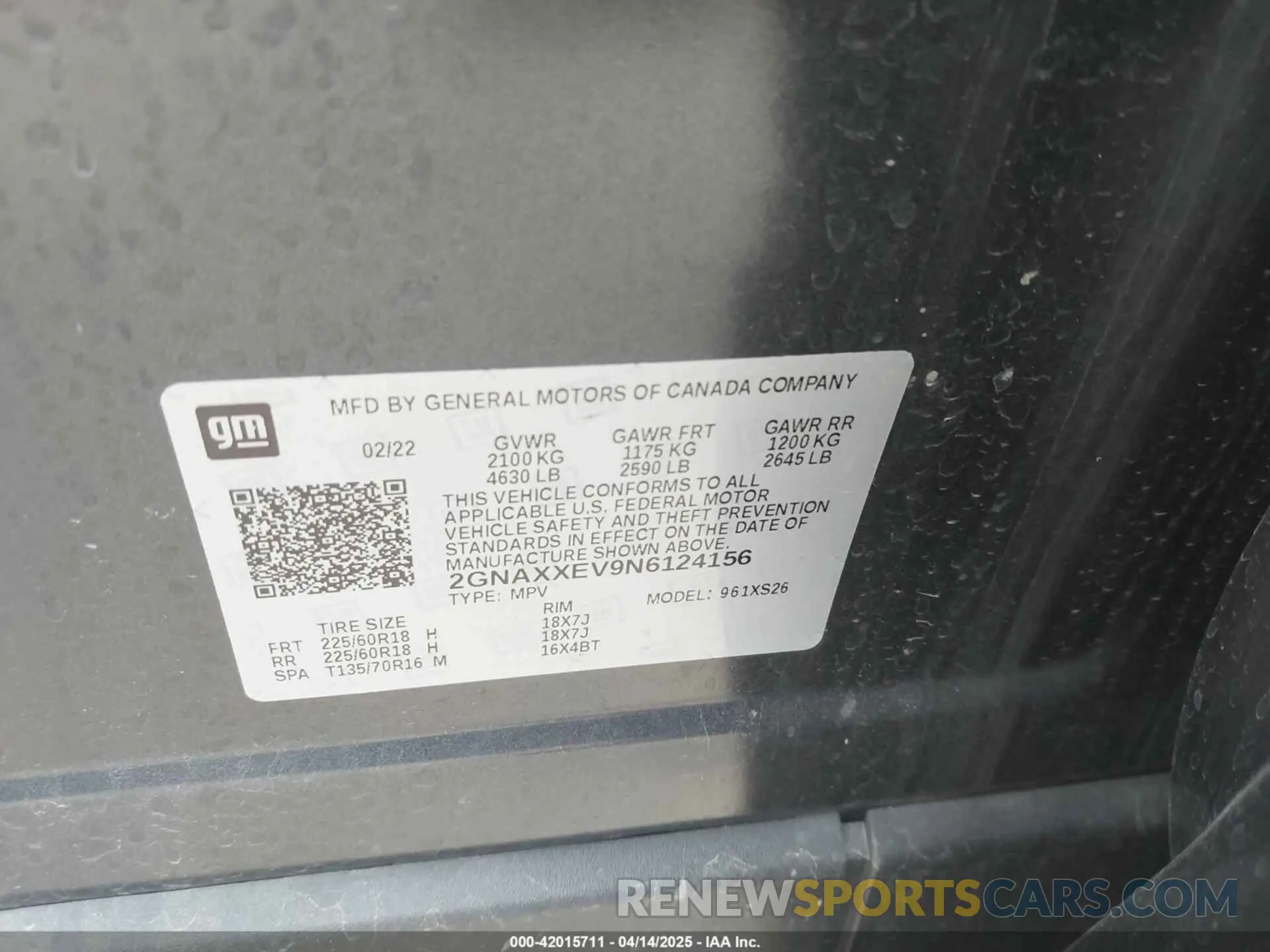 9 Фотография поврежденного автомобиля 2GNAXXEV9N6124156 CHEVROLET EQUINOX 2022
