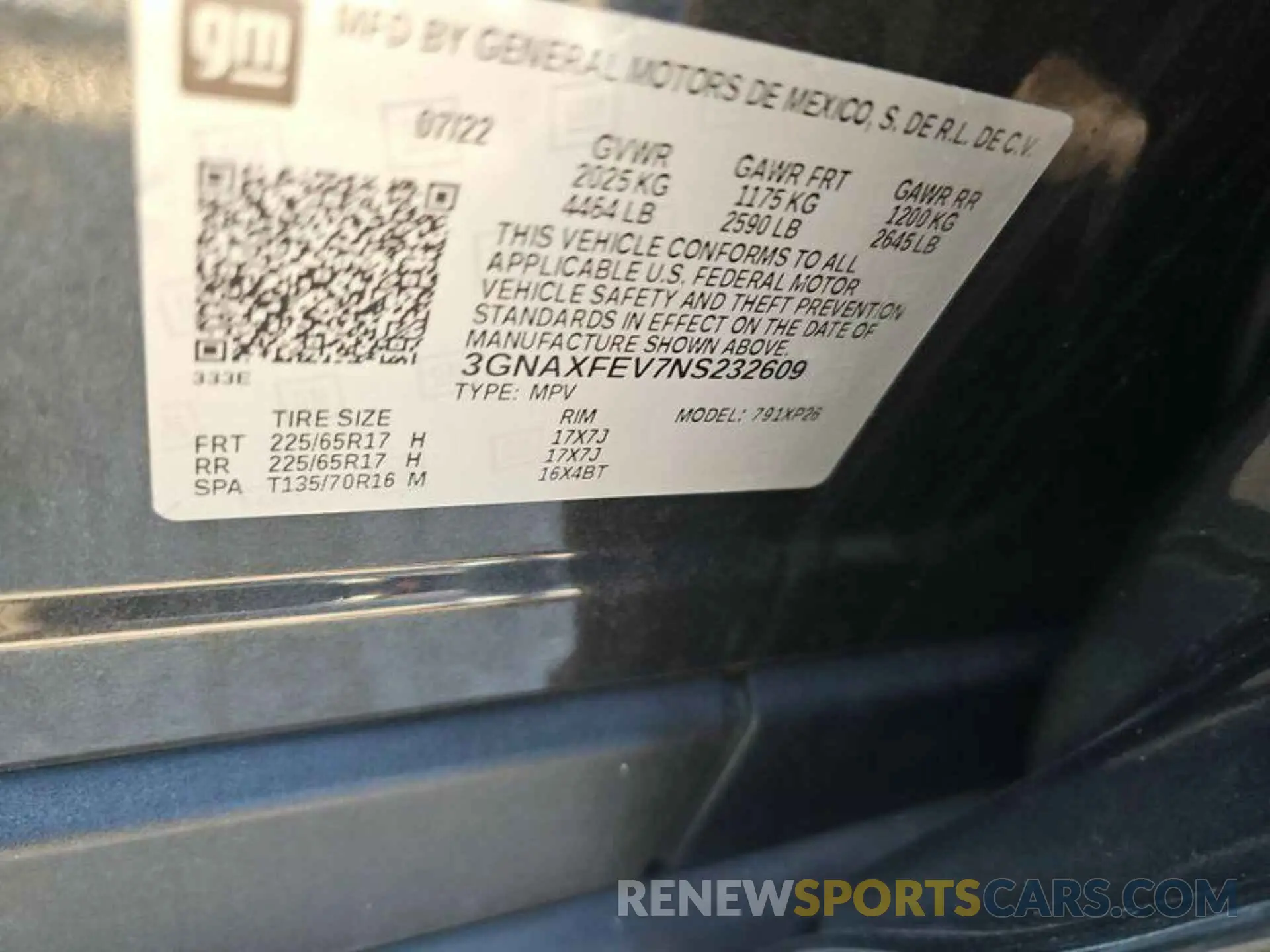 3 Photograph of a damaged car 3GNAXFEV7NS232609 CHEVROLET EQUINOX 2022