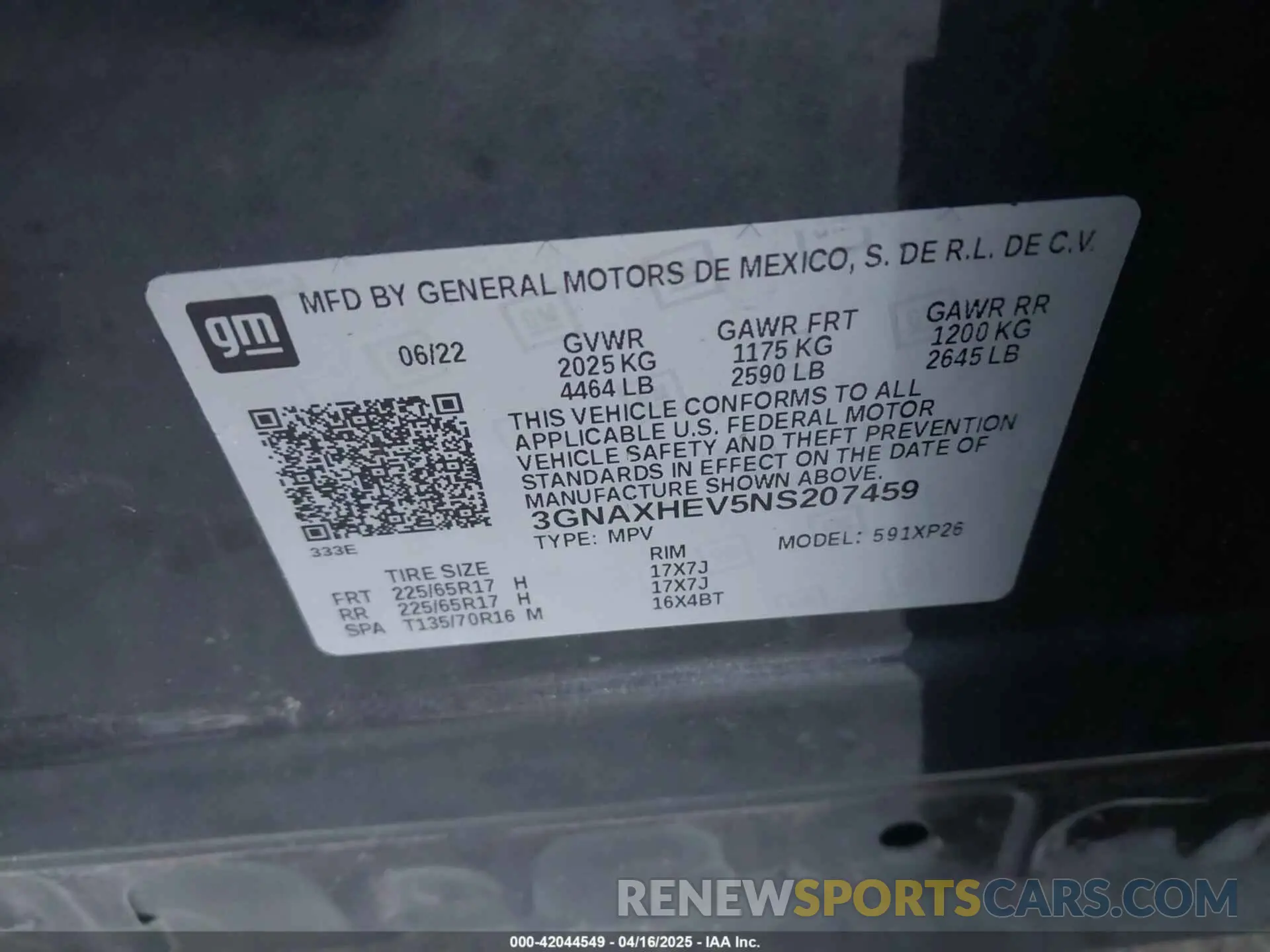 9 Фотография поврежденного автомобиля 3GNAXHEV5NS207459 CHEVROLET EQUINOX 2022