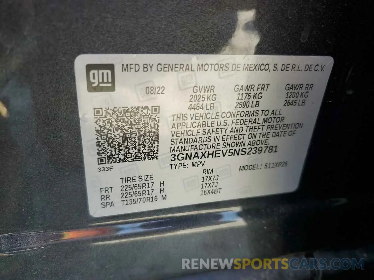 13 Photograph of a damaged car 3GNAXHEV5NS239781 CHEVROLET EQUINOX 2022