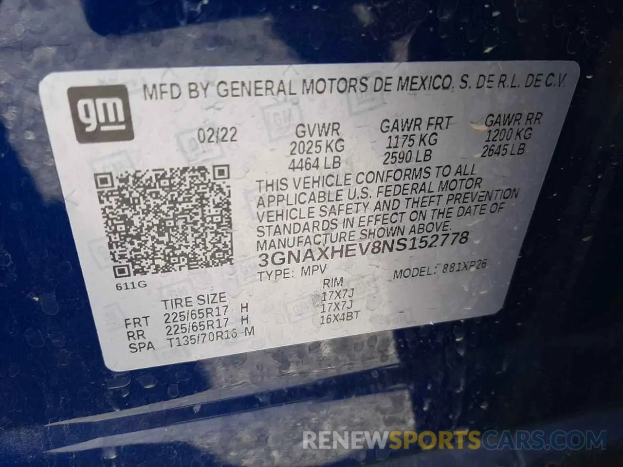 12 Photograph of a damaged car 3GNAXHEV8NS152778 CHEVROLET EQUINOX 2022