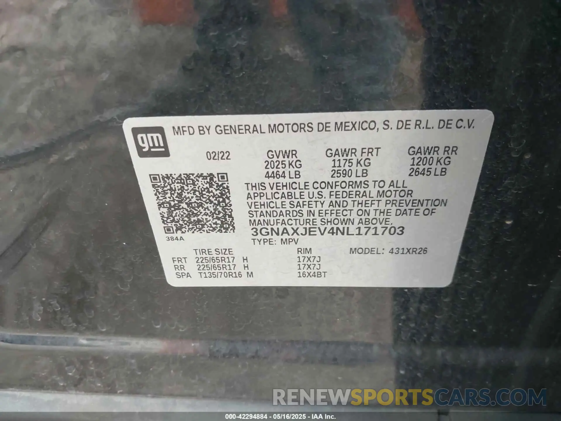 9 Photograph of a damaged car 3GNAXJEV4NL171703 CHEVROLET EQUINOX 2022