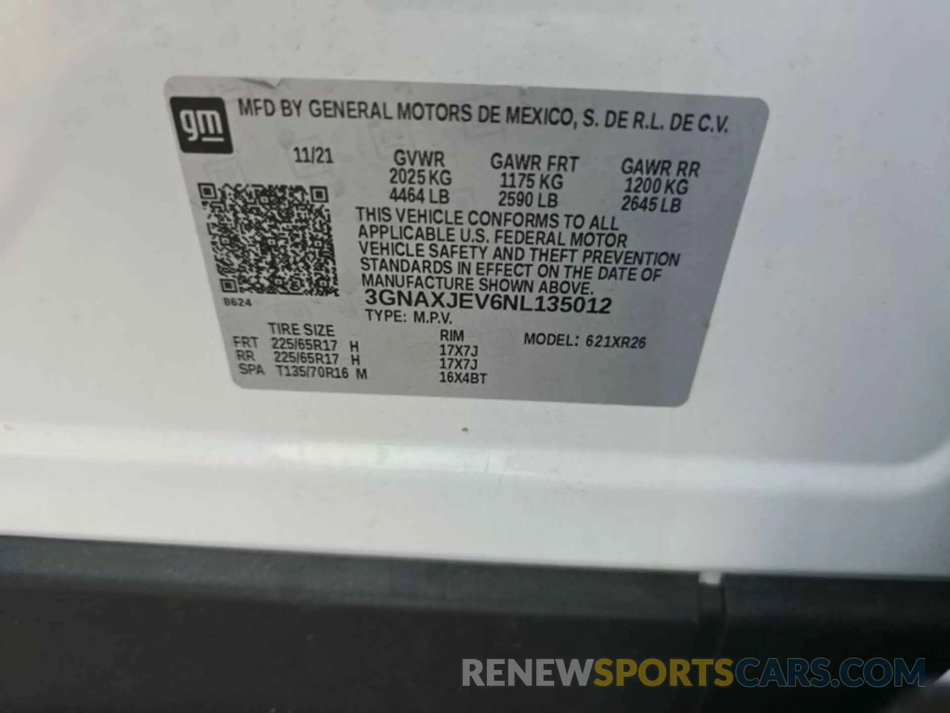 17 Photograph of a damaged car 3GNAXJEV6NL135012 CHEVROLET EQUINOX 2022