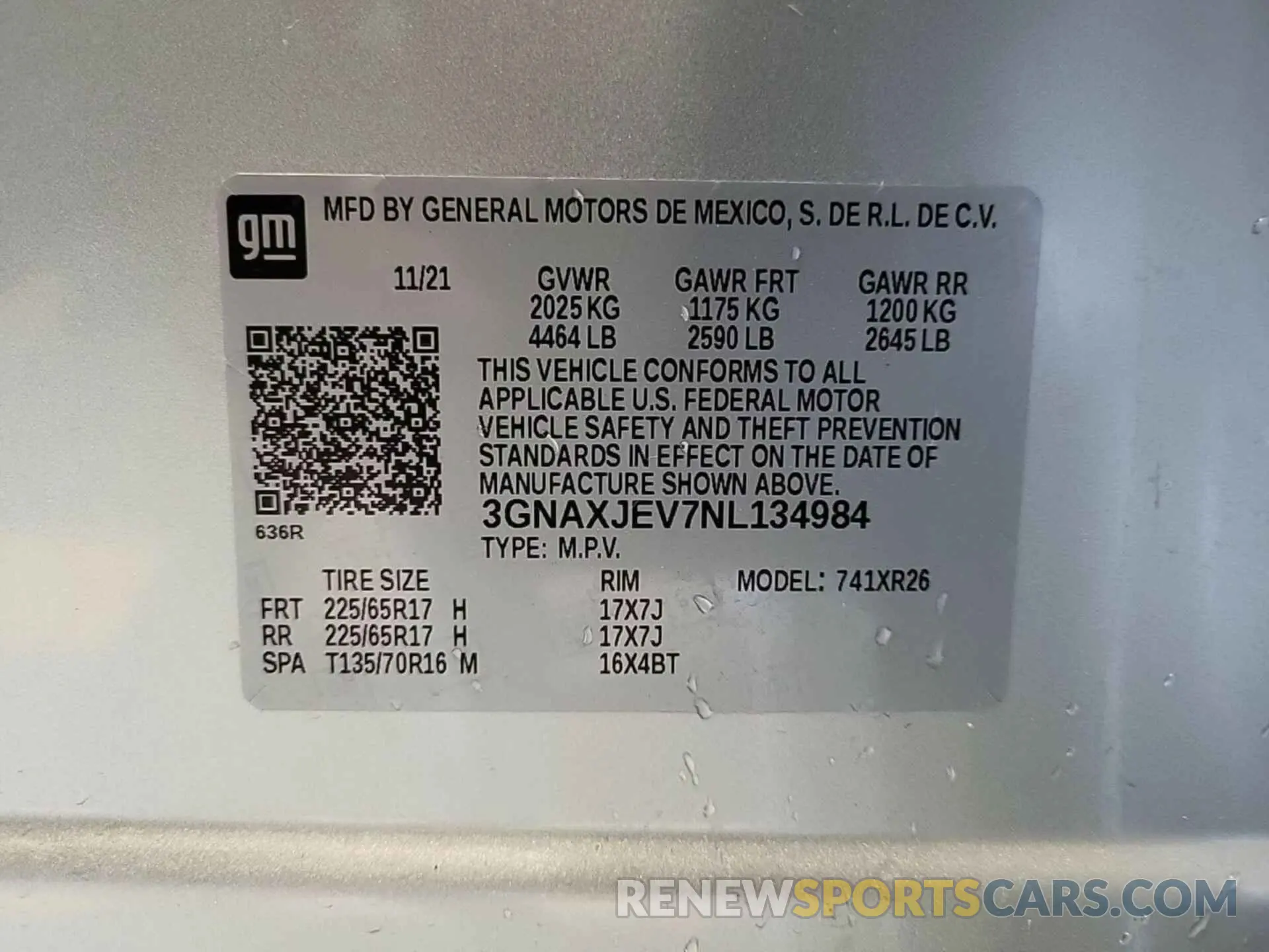 17 Фотография поврежденного автомобиля 3GNAXJEV7NL134984 CHEVROLET EQUINOX 2022