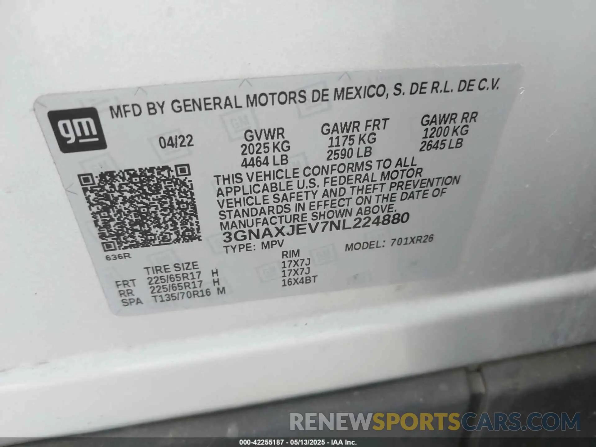 9 Photograph of a damaged car 3GNAXJEV7NL224880 CHEVROLET EQUINOX 2022