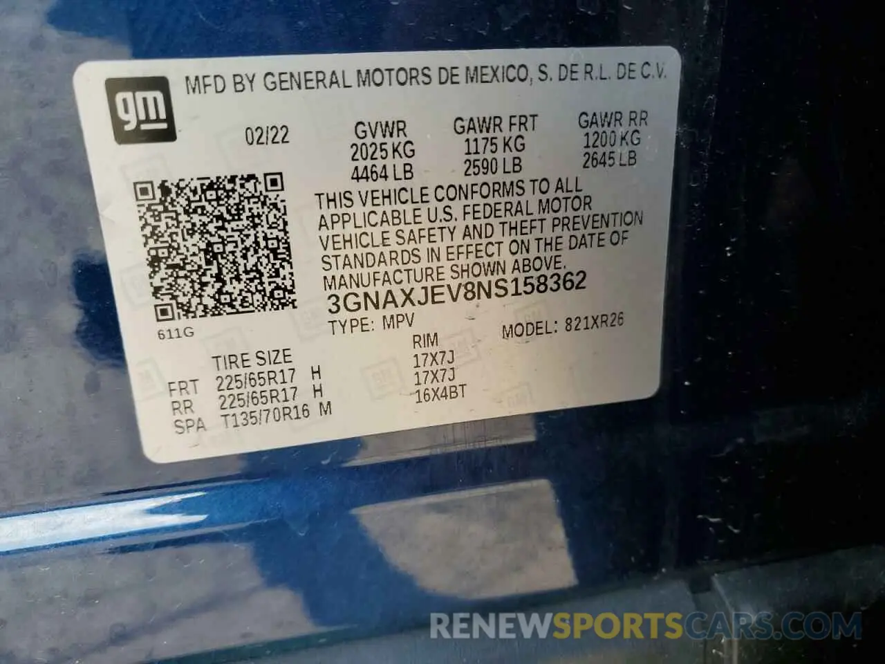 13 Photograph of a damaged car 3GNAXJEV8NS158362 CHEVROLET EQUINOX 2022