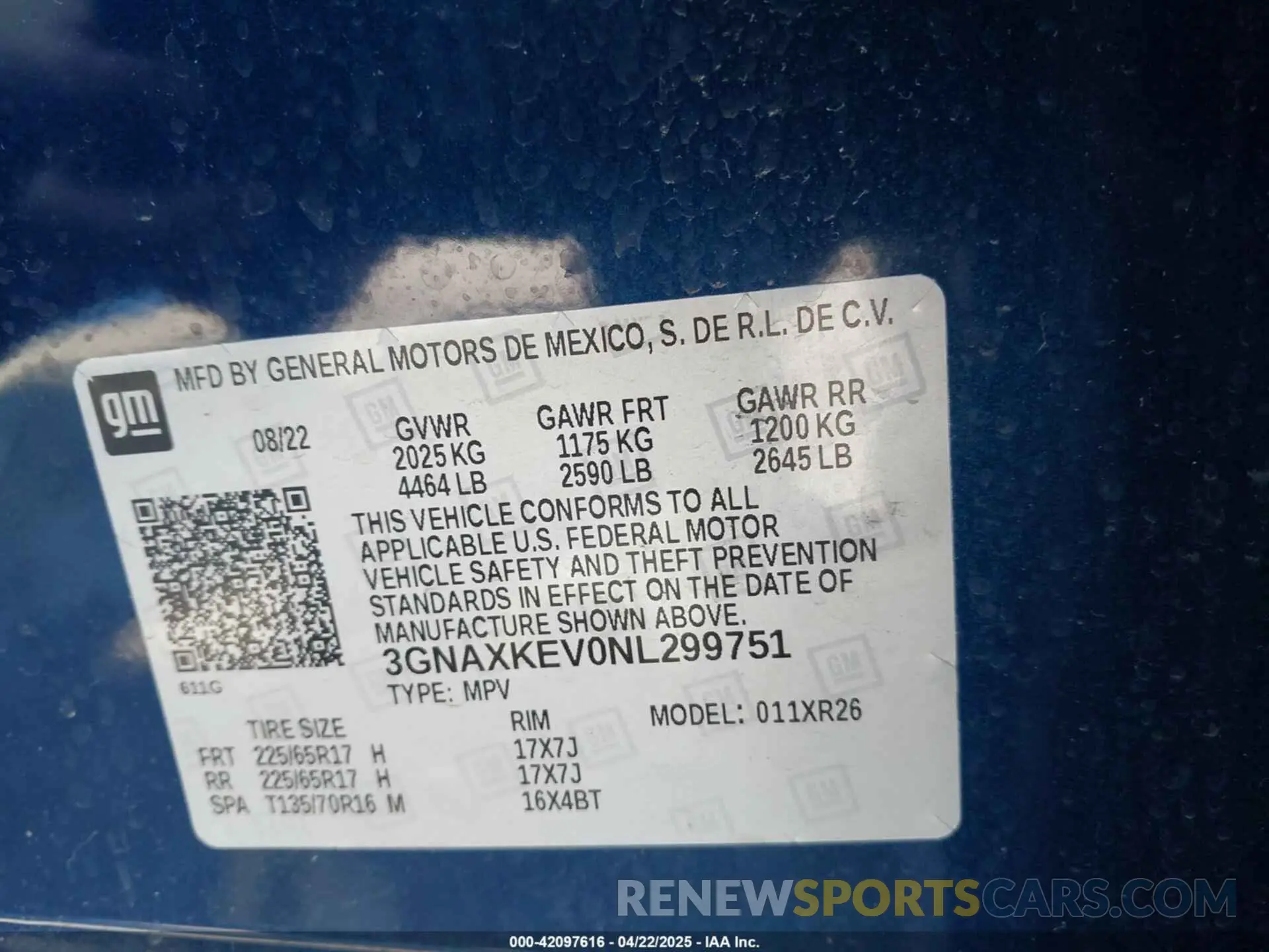 9 Photograph of a damaged car 3GNAXKEV0NL299751 CHEVROLET EQUINOX 2022