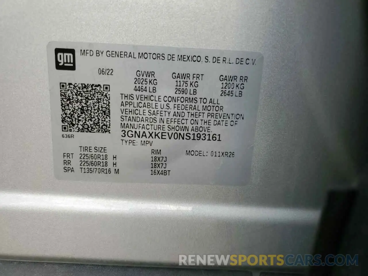 13 Photograph of a damaged car 3GNAXKEV0NS193161 CHEVROLET EQUINOX 2022