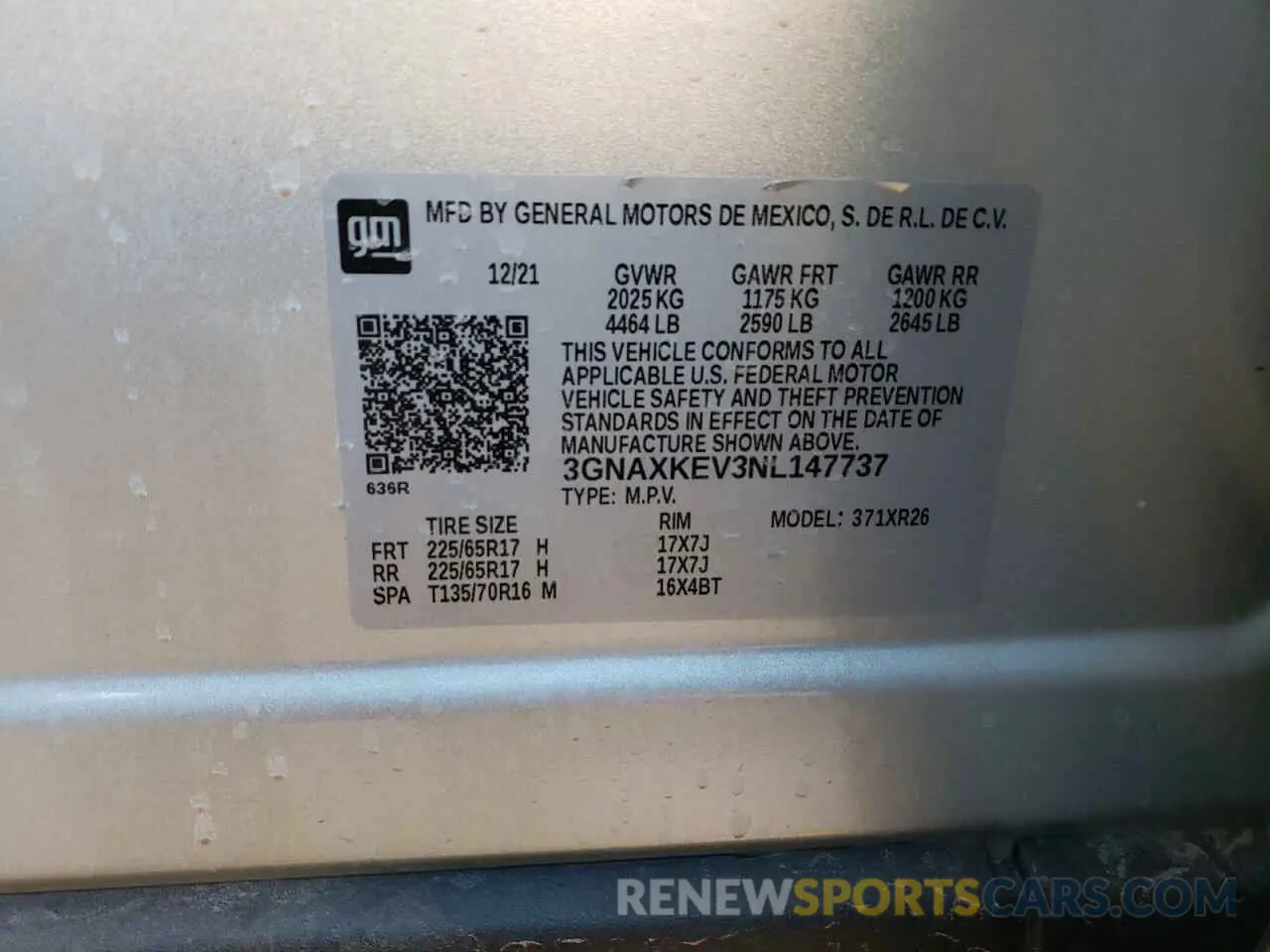 15 Photograph of a damaged car 3GNAXKEV3NL147737 CHEVROLET EQUINOX 2022