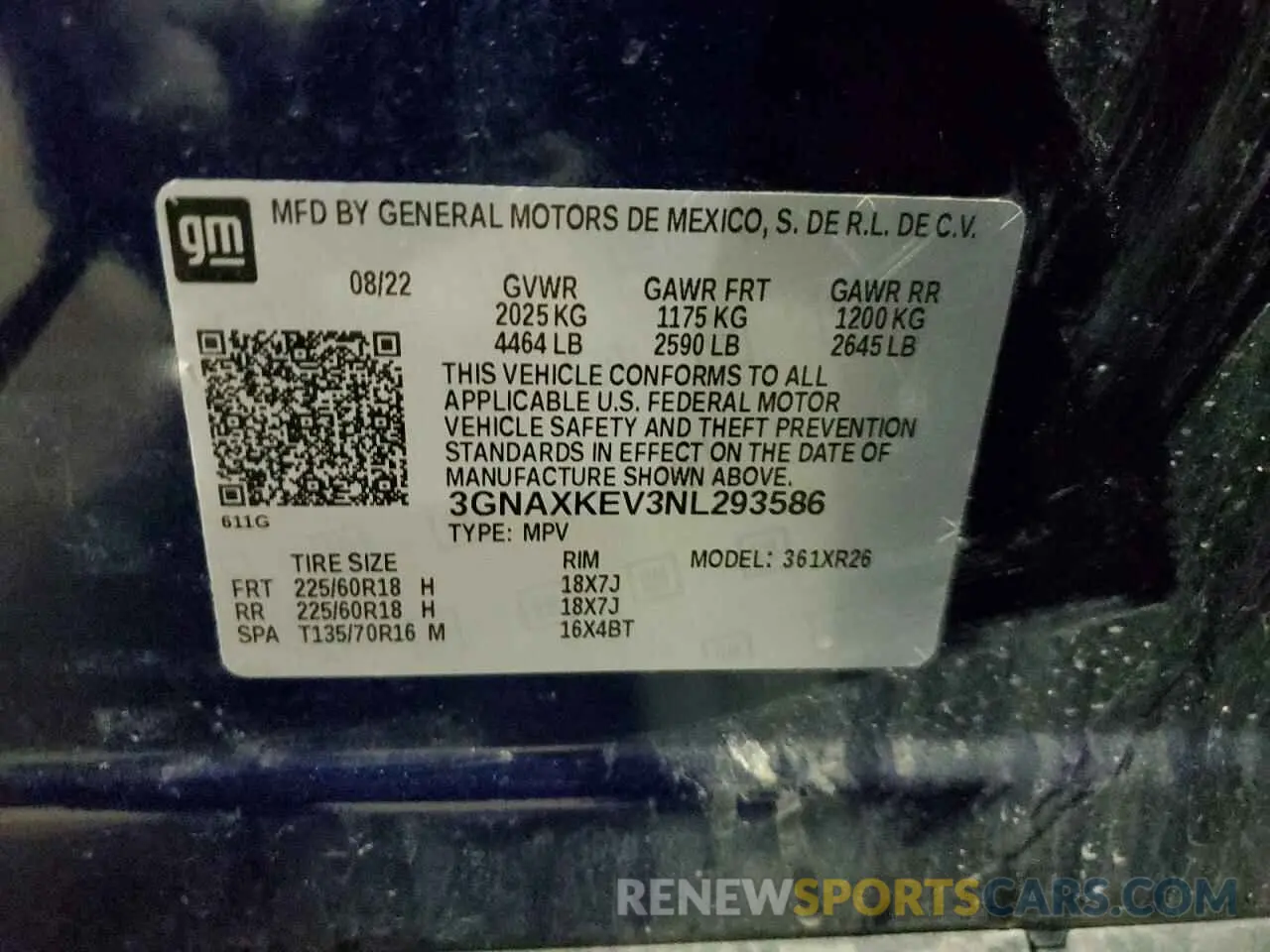 14 Photograph of a damaged car 3GNAXKEV3NL293586 CHEVROLET EQUINOX 2022