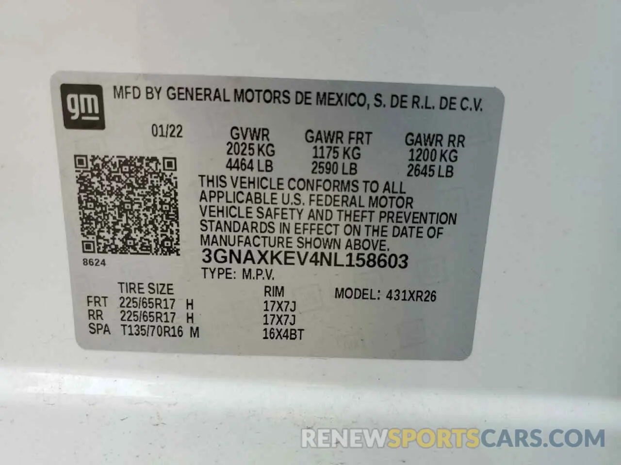 12 Photograph of a damaged car 3GNAXKEV4NL158603 CHEVROLET EQUINOX 2022