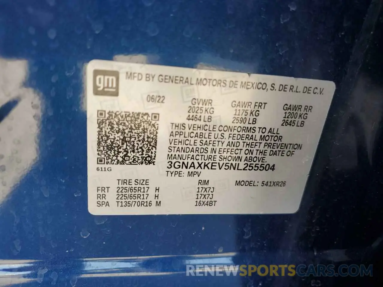 14 Photograph of a damaged car 3GNAXKEV5NL255504 CHEVROLET EQUINOX 2022