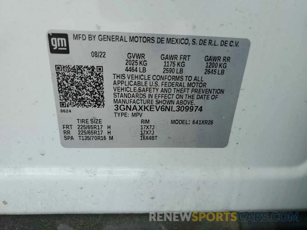 13 Фотография поврежденного автомобиля 3GNAXKEV6NL309974 CHEVROLET EQUINOX 2022
