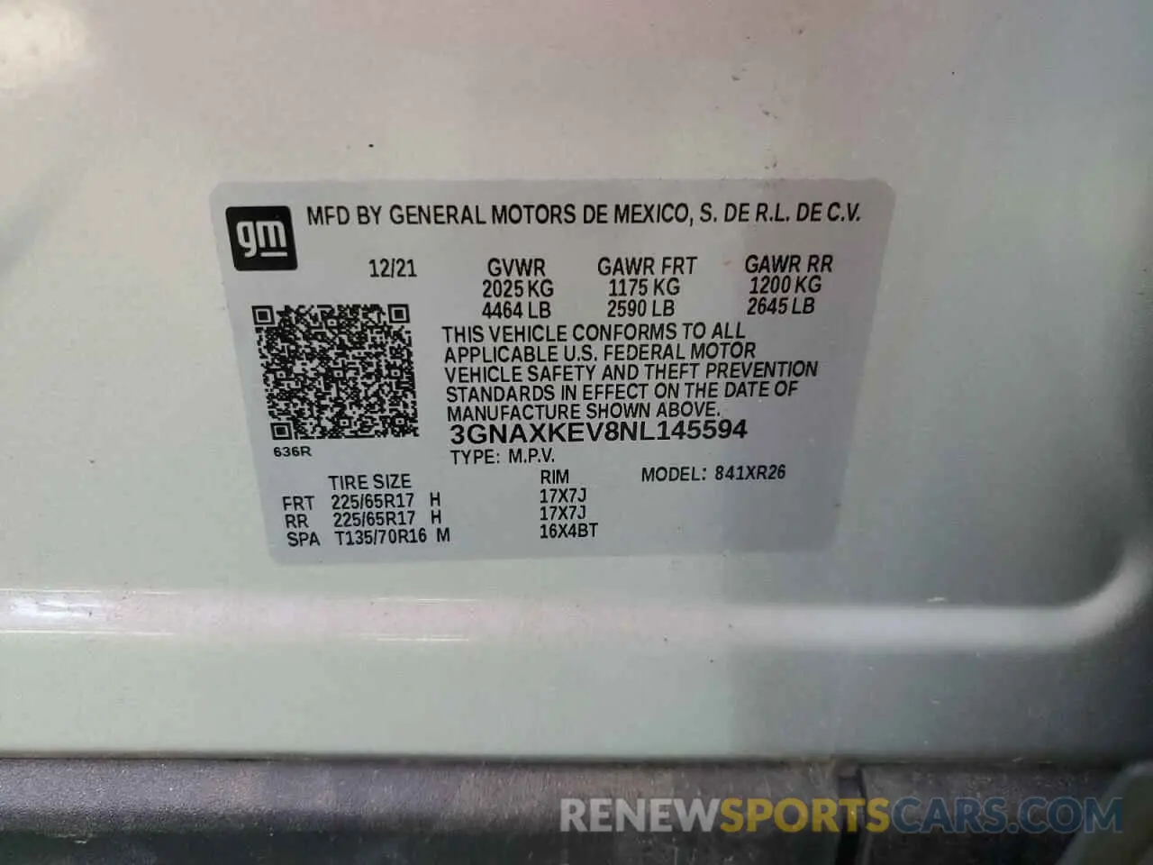 14 Photograph of a damaged car 3GNAXKEV8NL145594 CHEVROLET EQUINOX 2022
