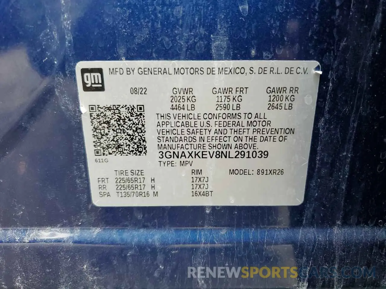12 Фотография поврежденного автомобиля 3GNAXKEV8NL291039 CHEVROLET EQUINOX 2022