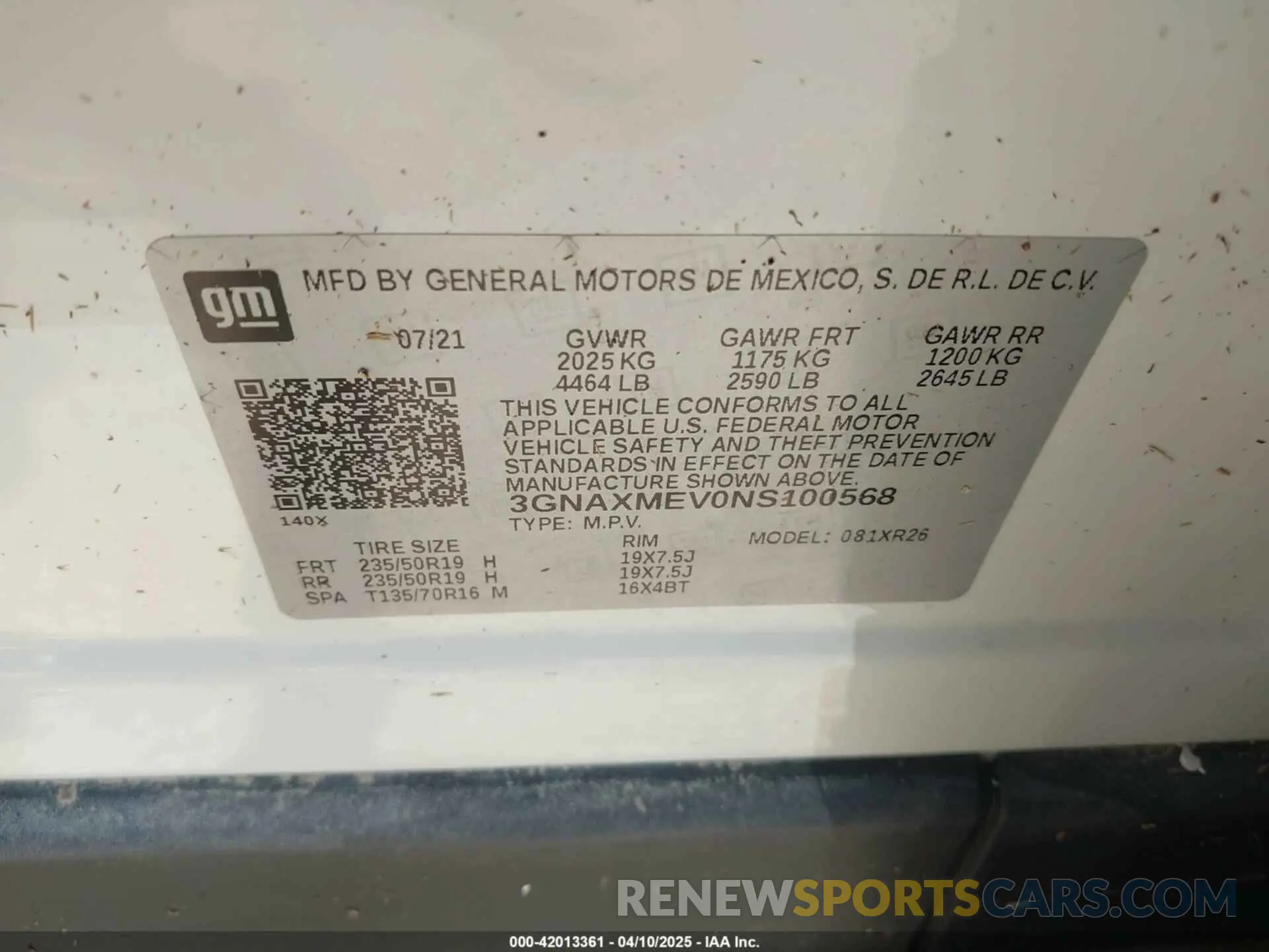 9 Photograph of a damaged car 3GNAXMEV0NS100568 CHEVROLET EQUINOX 2022