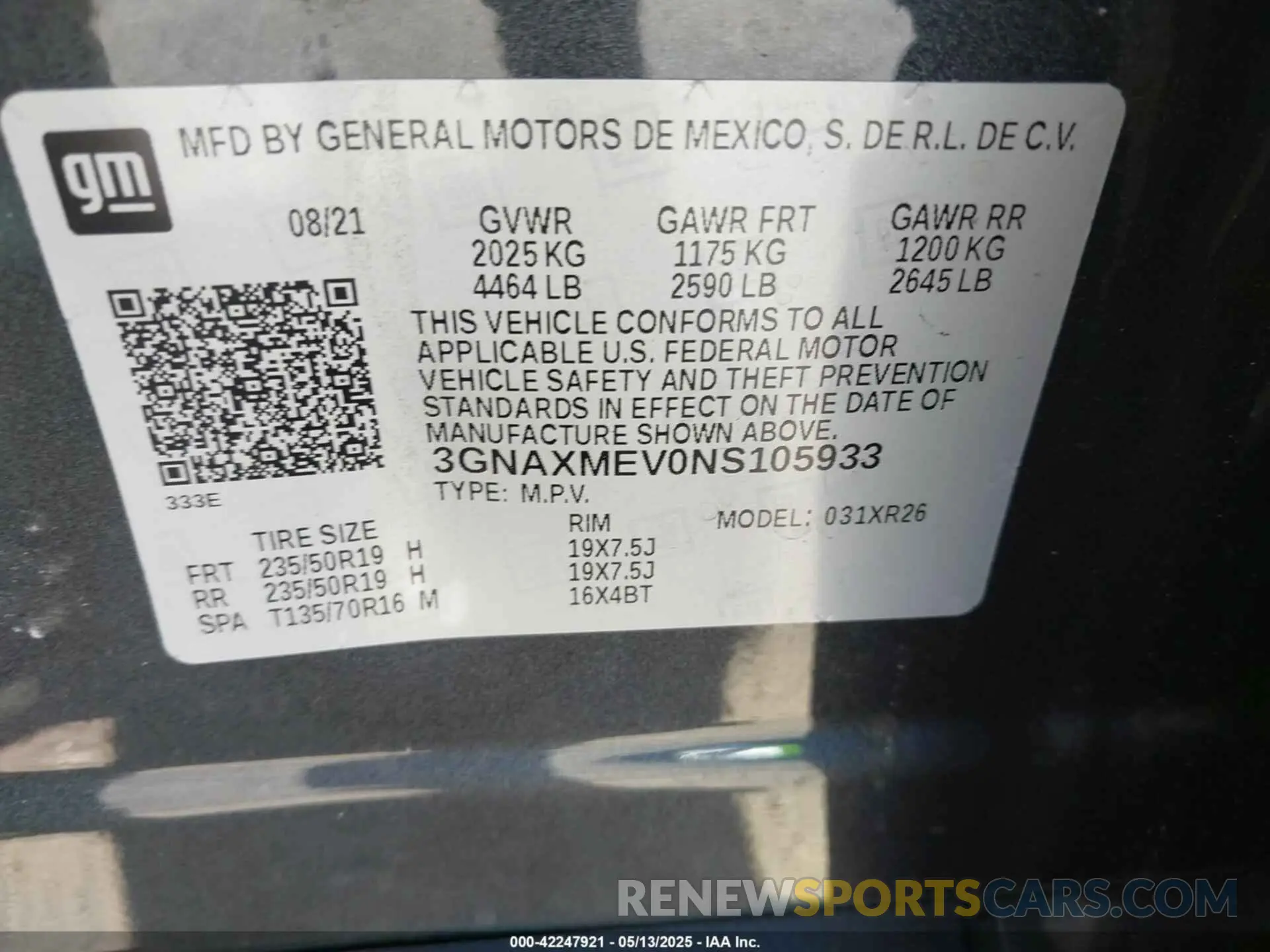 9 Фотография поврежденного автомобиля 3GNAXMEV0NS105933 CHEVROLET EQUINOX 2022
