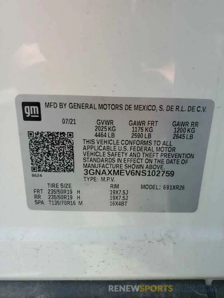 14 Фотография поврежденного автомобиля 3GNAXMEV6NS102759 CHEVROLET EQUINOX 2022