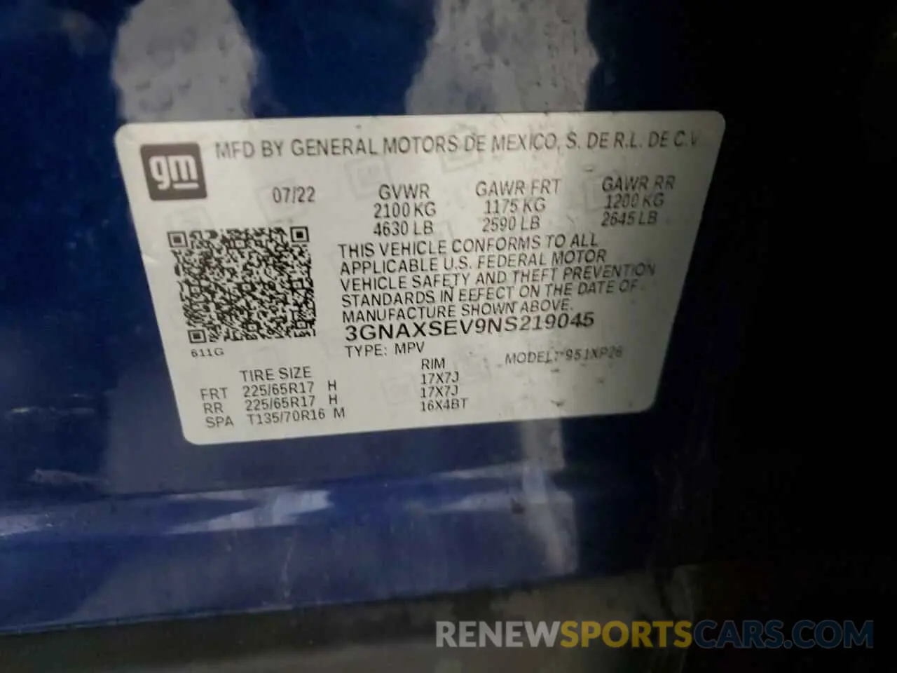 13 Photograph of a damaged car 3GNAXSEV9NS219045 CHEVROLET EQUINOX 2022