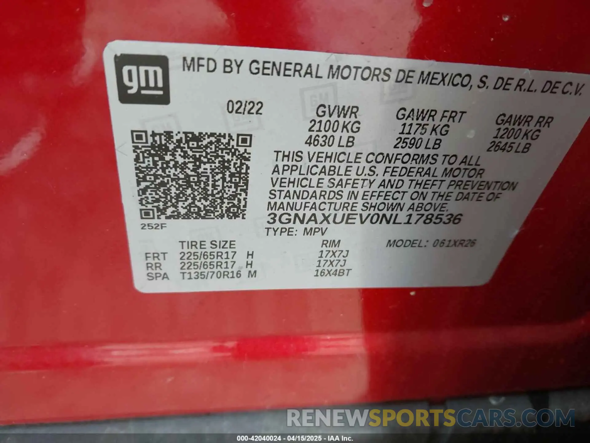 9 Фотография поврежденного автомобиля 3GNAXUEV0NL178536 CHEVROLET EQUINOX 2022