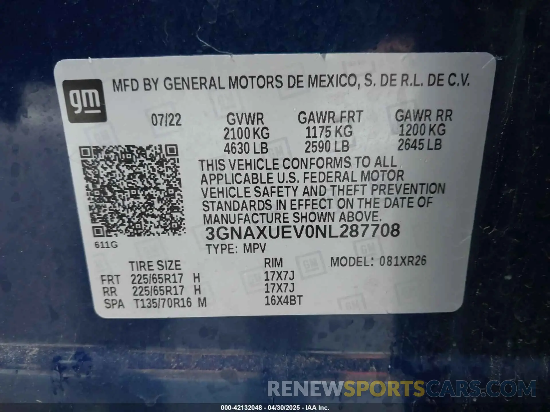 9 Photograph of a damaged car 3GNAXUEV0NL287708 CHEVROLET EQUINOX 2022